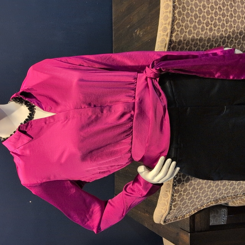 Express Magenta Satin Blouse